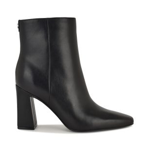 Reraye Block Heel Ankle Leather Booties