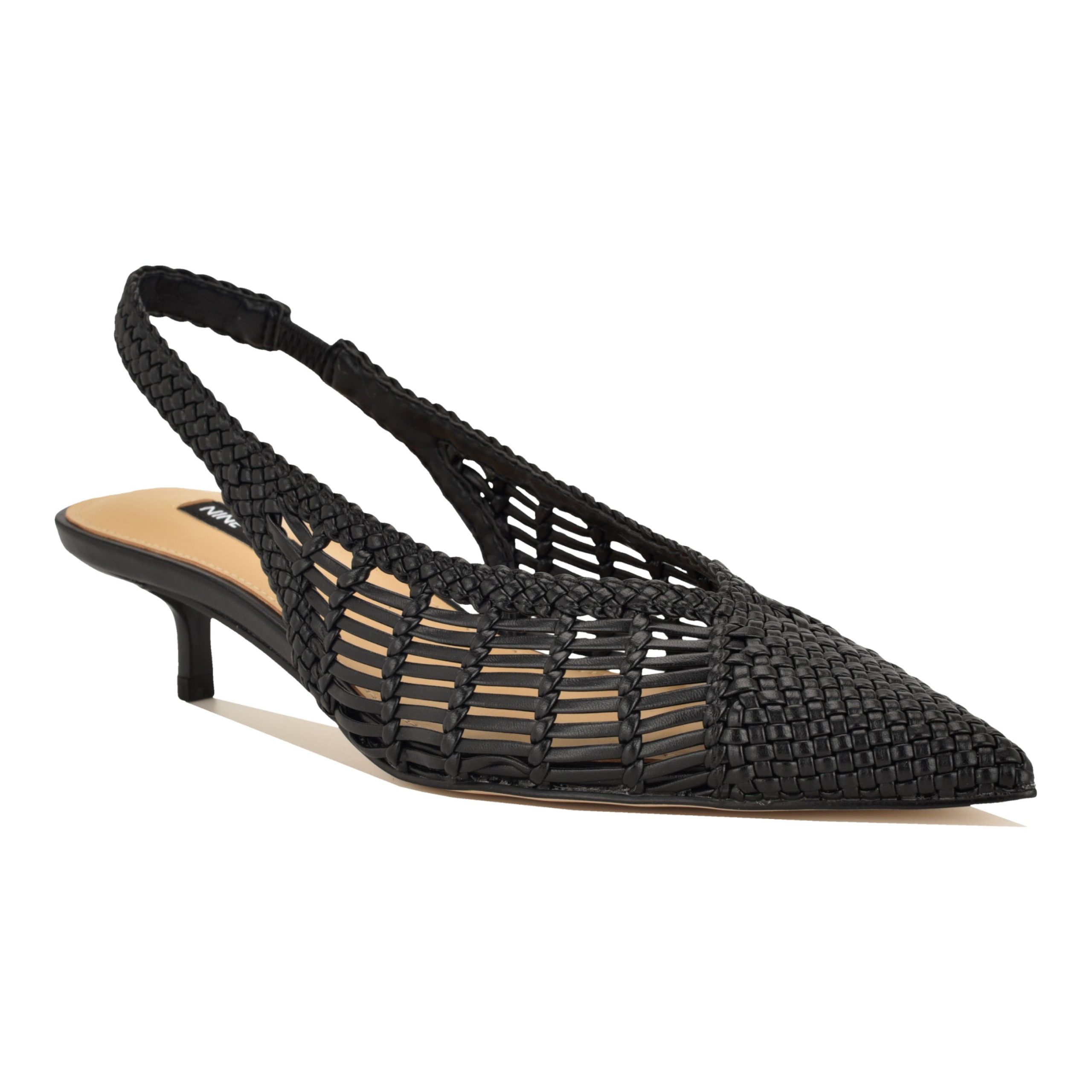 Edela Woven Kitten Heel Slingback Pumps - Image 2