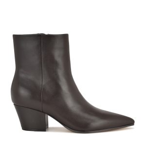 Savie Block Heel Ankle Leather Booties