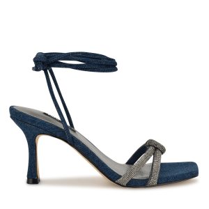 Raqchel Rhinestone Bow Ankle Wrap Sandals