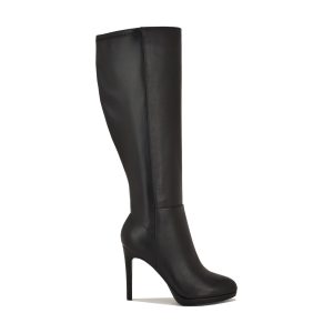 Quizme Wide Calf Platform Leather Boots