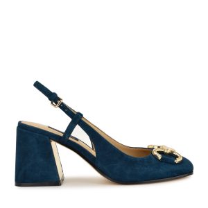 Cast Leather Block Heel Slingback Pumps