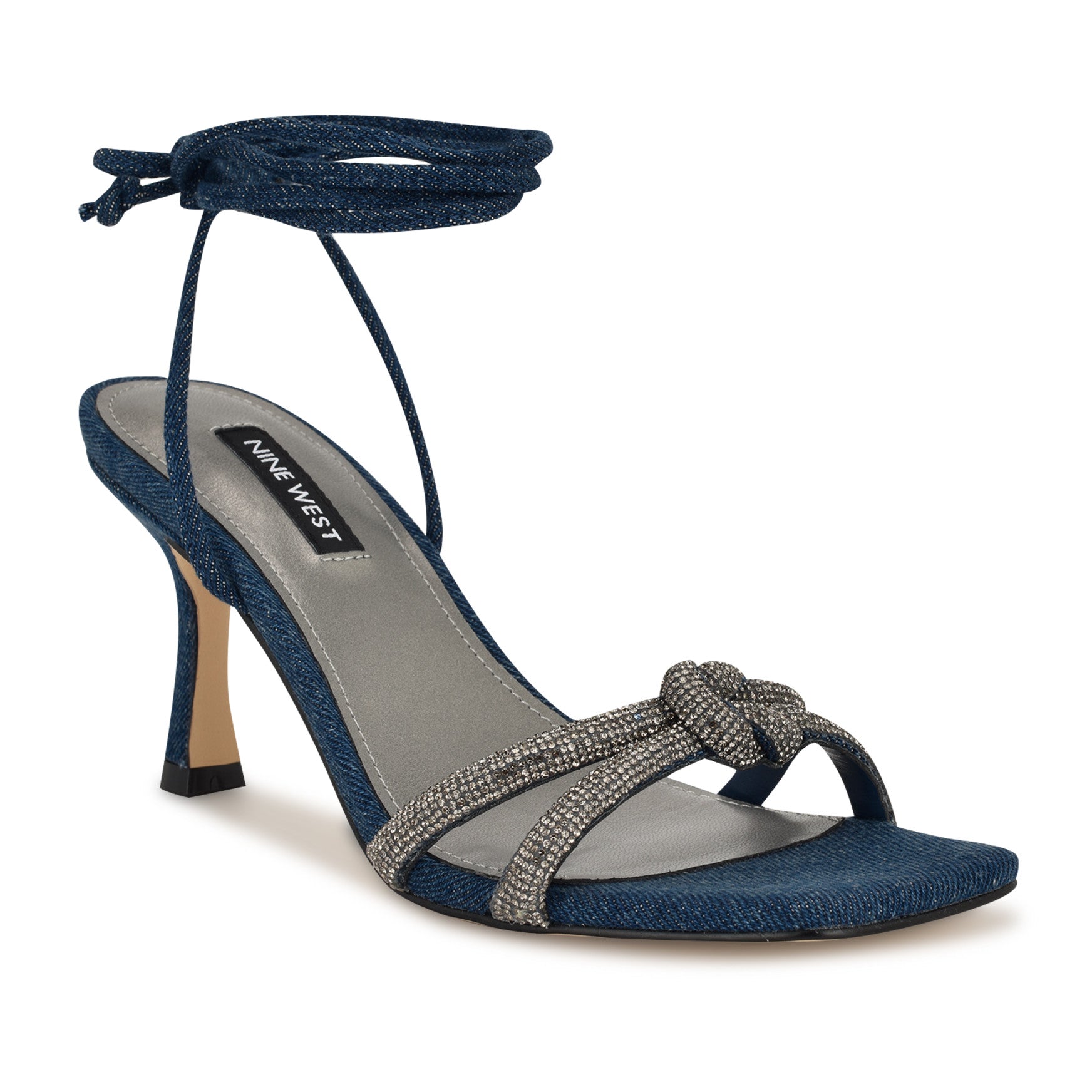 Raqchel Rhinestone Bow Ankle Wrap Sandals - Image 2