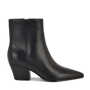 Savie Block Heel Ankle Leather Booties