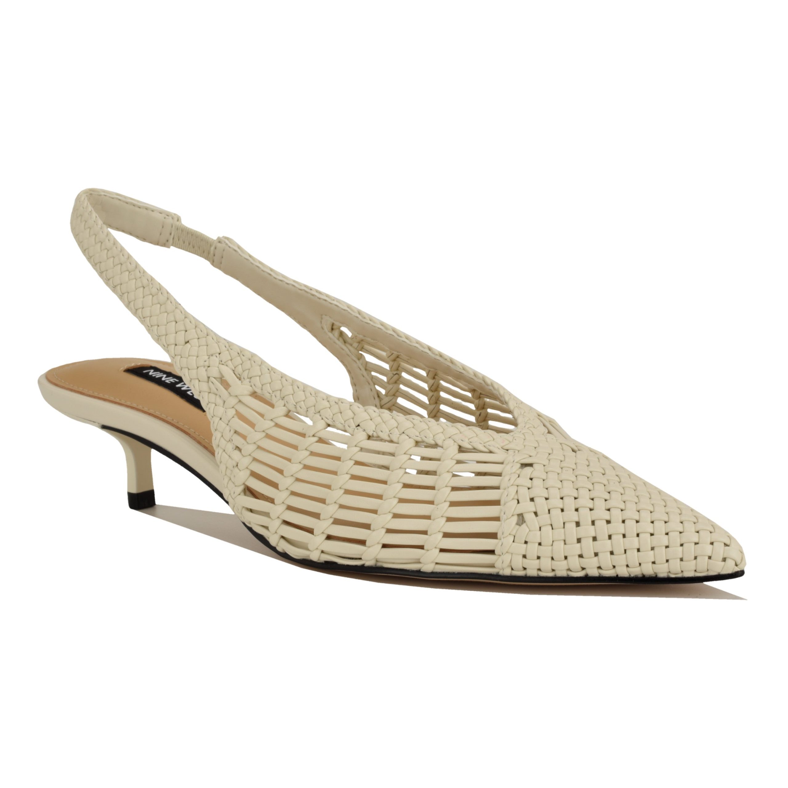 Edela Woven Kitten Heel Slingback Pumps - Image 2